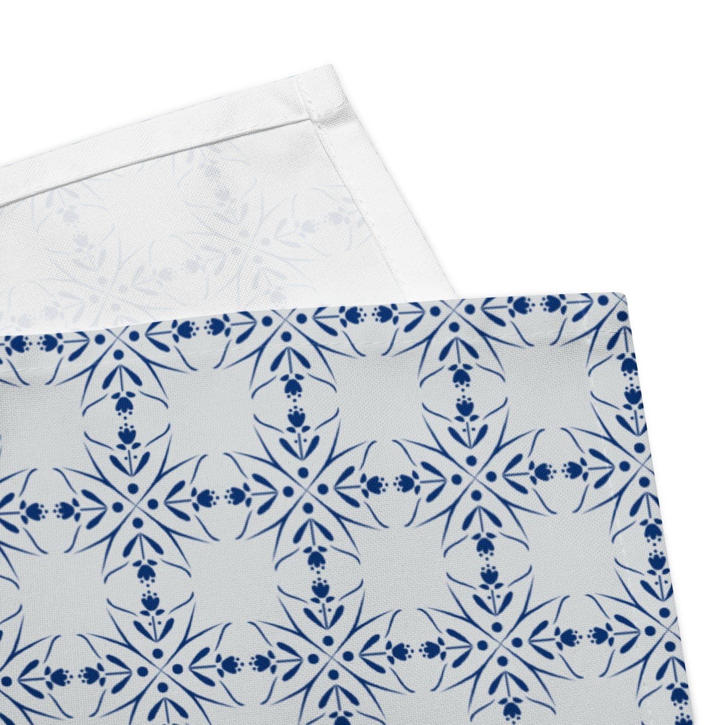 Nordic Floral Blue Cloth Napkins | Reusable Fabric Table Linens | Set of 4
