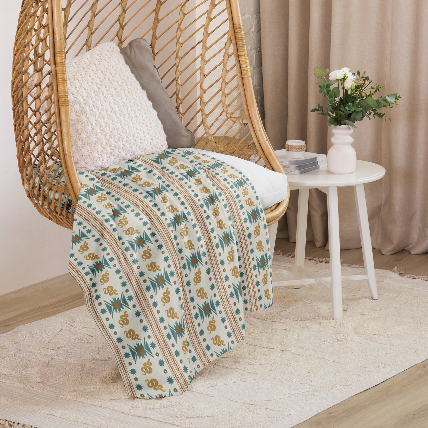 Starlit Mesa Rustic Sand Sherpa Blanket | Cozy Plush Throw for Sofa or Bed
