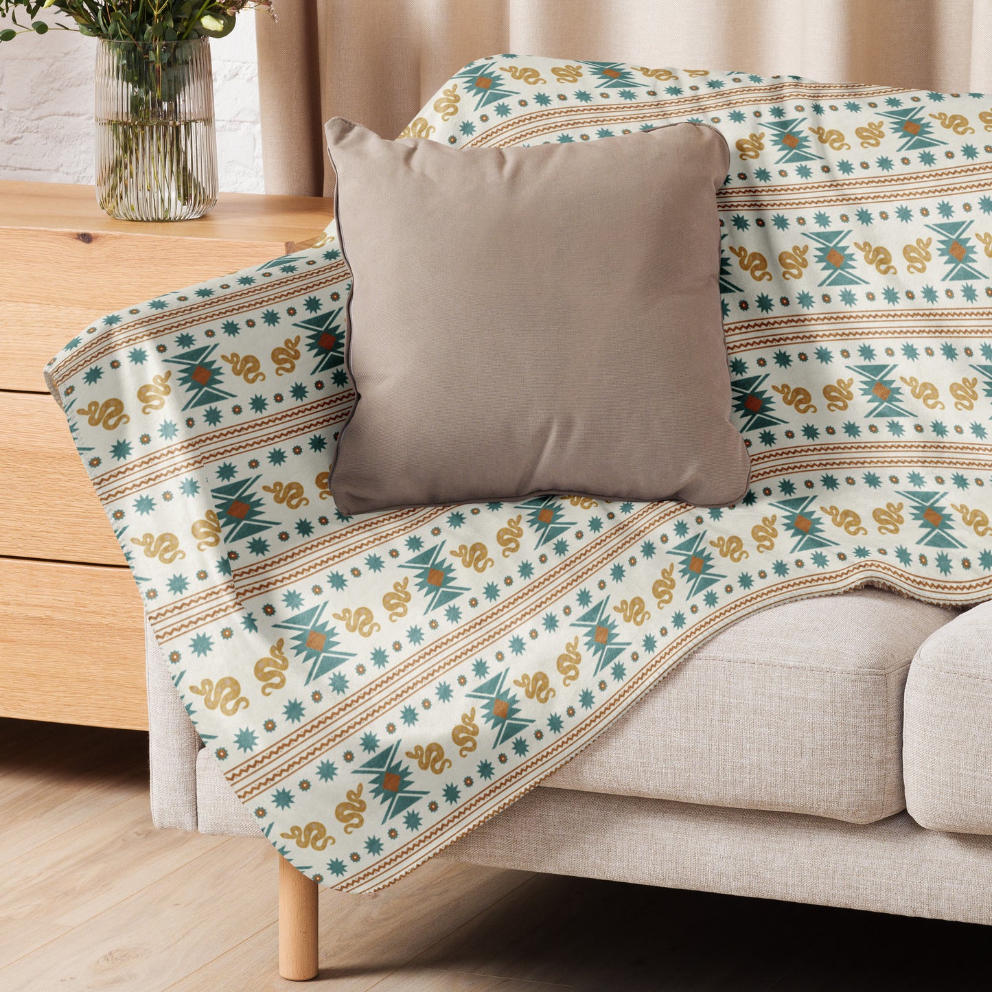 Starlit Mesa Rustic Sand Sherpa Blanket | Cozy Plush Throw for Sofa or Bed