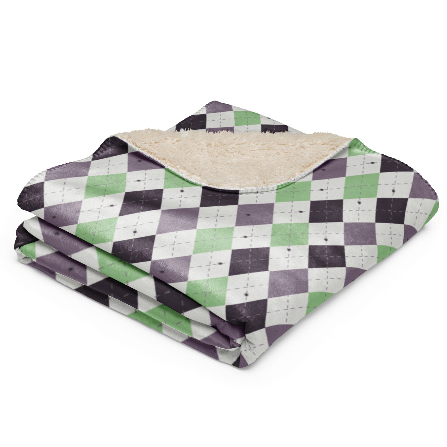 Spooky Spider Argyle Retro Neon Halloween Sherpa Blanket | Cozy Plush Throw for Sofa or Bed