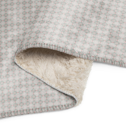 Nordic Neutral Floral Sherpa Blanket | Cozy Plush Throw for Sofa or Bed
