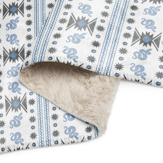 Starlit Mesa Frosted Adobe Sherpa Blanket | Cozy Plush Throw for Sofa or Bed