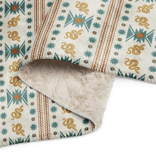 Starlit Mesa Rustic Sand Sherpa Blanket | Cozy Plush Throw for Sofa or Bed