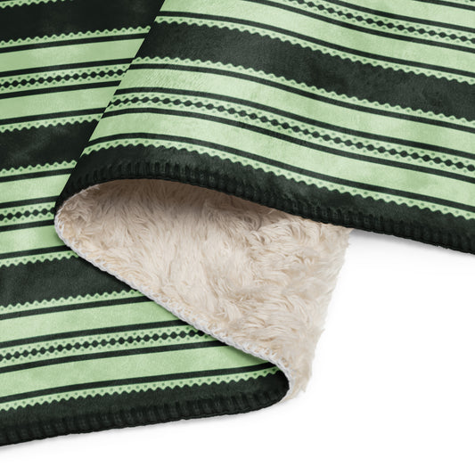 Classic Green Striped Sherpa Blanket – Classy Holiday Striped Throw | Heritage Christmas Decor, Cozy Winter Cabin Gift