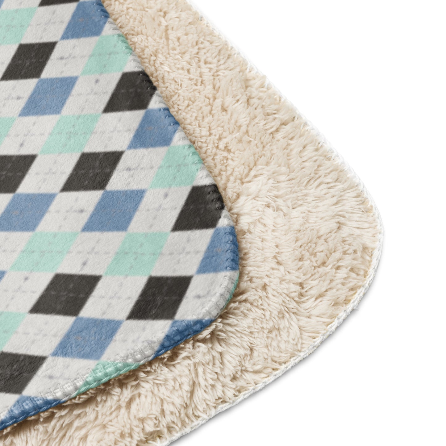Spooky Spider Argyle Electric Blue Halloween Sherpa Blanket | Cozy Plush Throw for Sofa or Bed