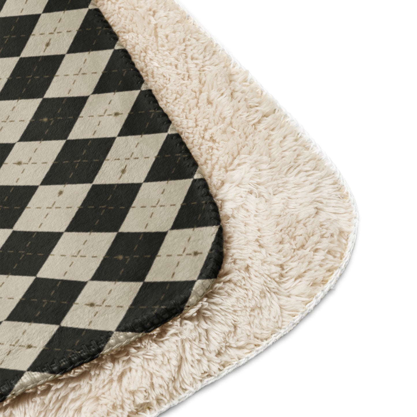 Spooky Spider Argyle Golden Moon Halloween Sherpa Blanket | Cozy Plush Throw for Sofa or Bed
