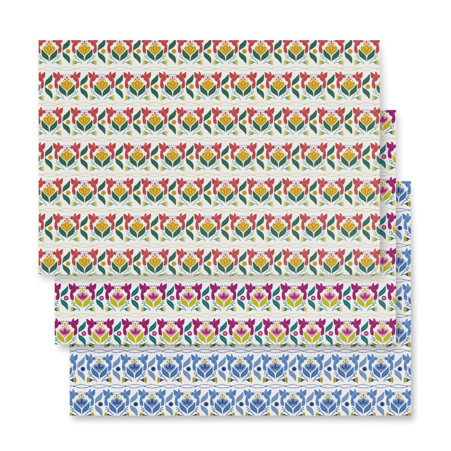 Bird & Bloom Warm Color Palette Matte Gift Wrap | Birthdays, Weddings & Special Occasions | Set of 3
