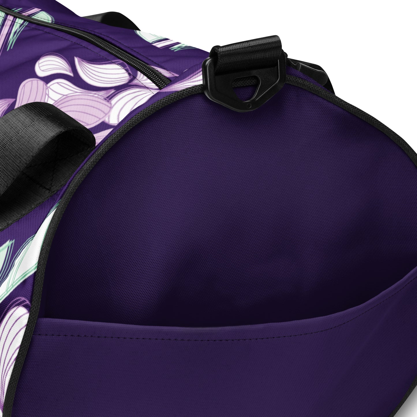 Bold Purple Lavender Floral Gym Bag | Water-Resistant Workout & Travel Duffel