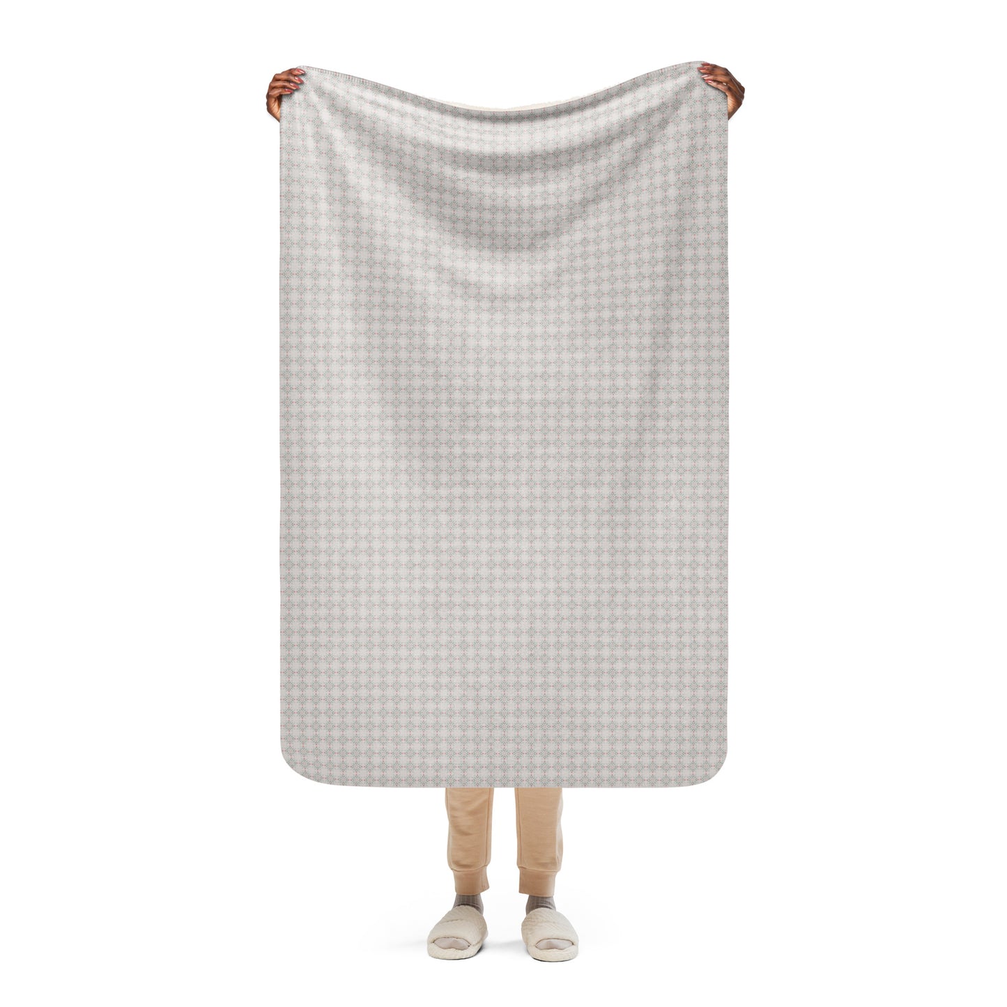 Nordic Neutral Floral Sherpa Blanket | Cozy Plush Throw for Sofa or Bed
