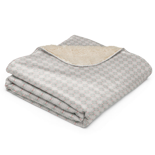 Nordic Neutral Floral Sherpa Blanket | Cozy Plush Throw for Sofa or Bed