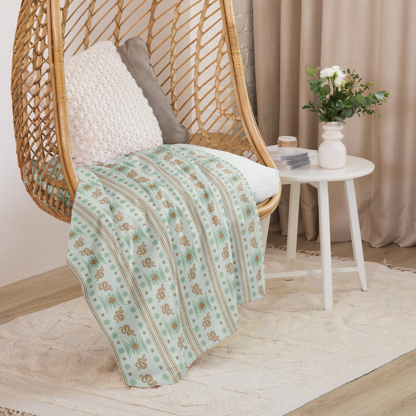 Starlit Mesa Turquoise Mirage Sherpa Blanket | Cozy Plush Throw for Sofa or Bed