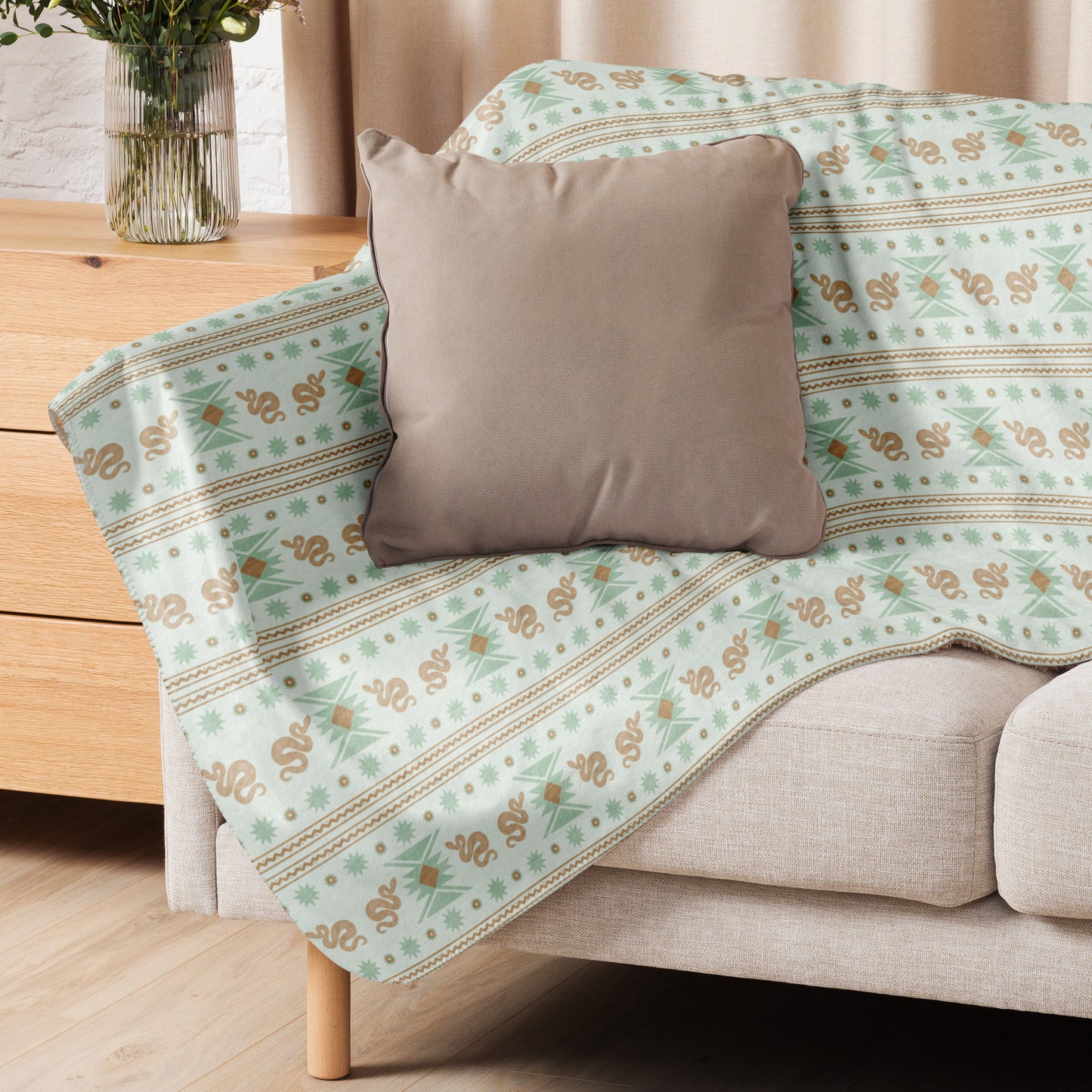 Starlit Mesa Turquoise Mirage Sherpa Blanket | Cozy Plush Throw for Sofa or Bed