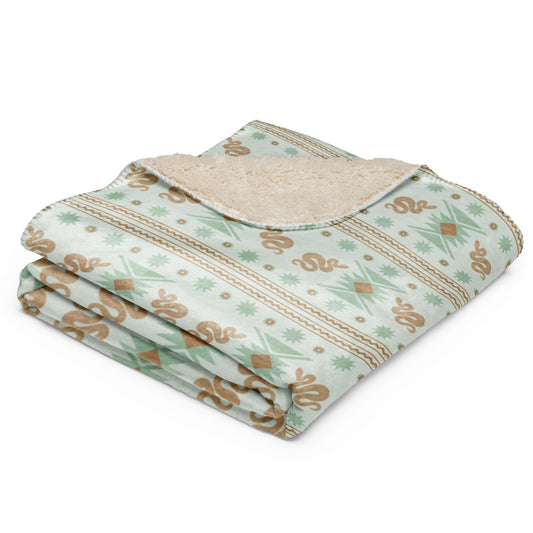Starlit Mesa Turquoise Mirage Sherpa Blanket | Cozy Plush Throw for Sofa or Bed