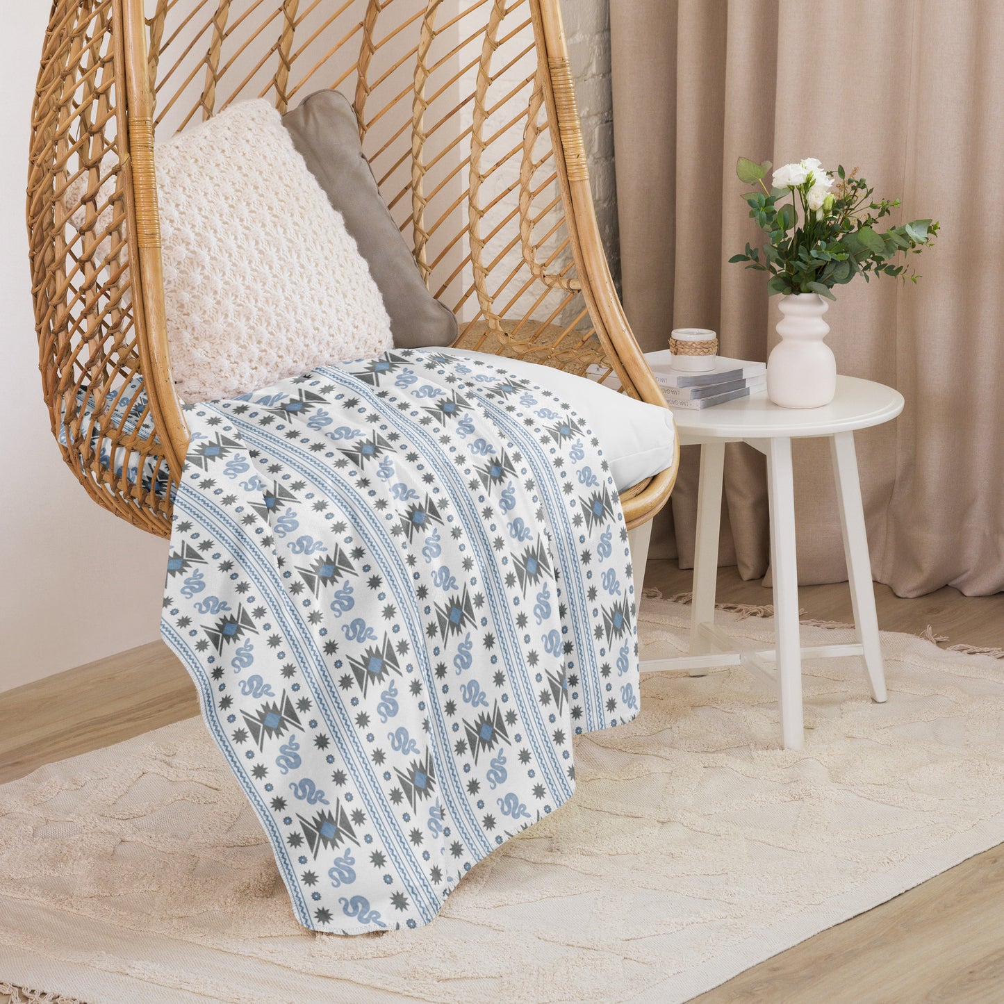 Starlit Mesa Frosted Adobe Sherpa Blanket | Cozy Plush Throw for Sofa or Bed