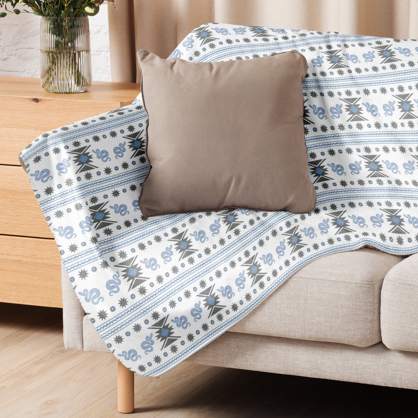 Starlit Mesa Frosted Adobe Sherpa Blanket | Cozy Plush Throw for Sofa or Bed