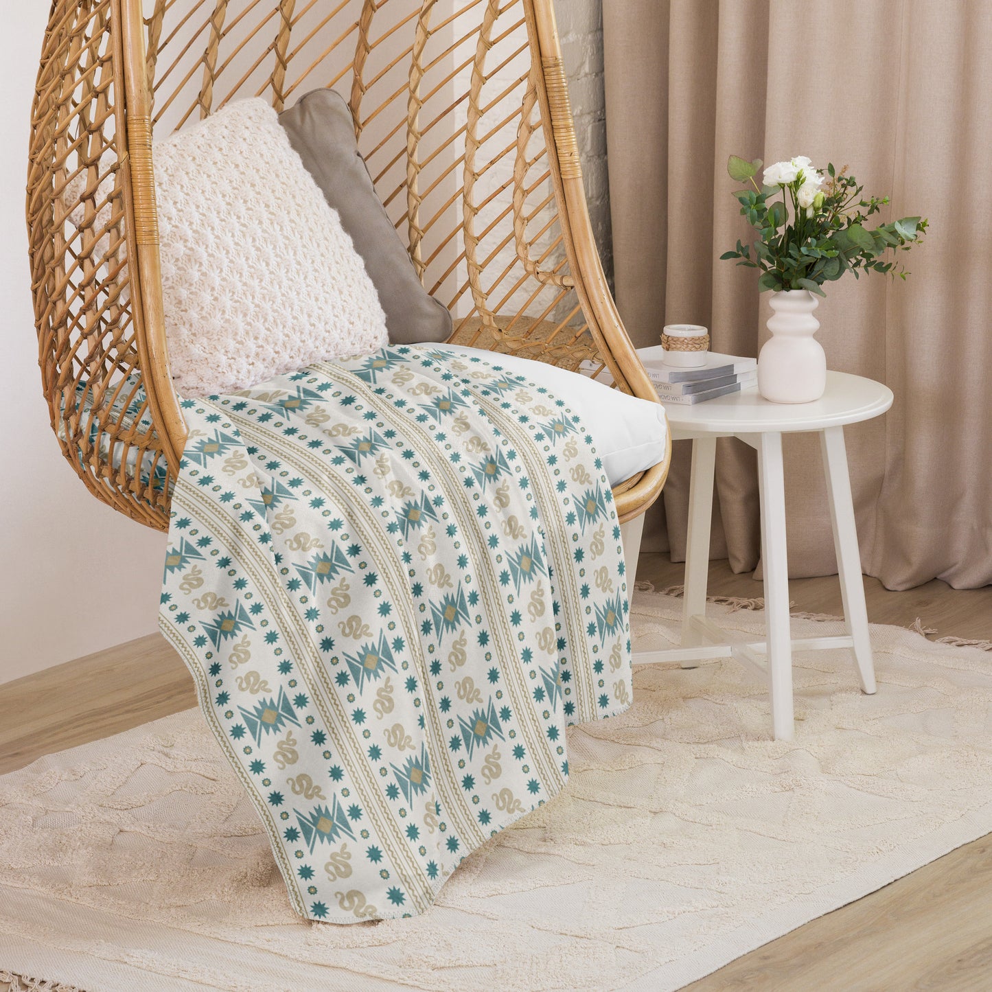 Starlit Mesa Sand Sherpa Blanket | Cozy Plush Throw for Sofa or Bed