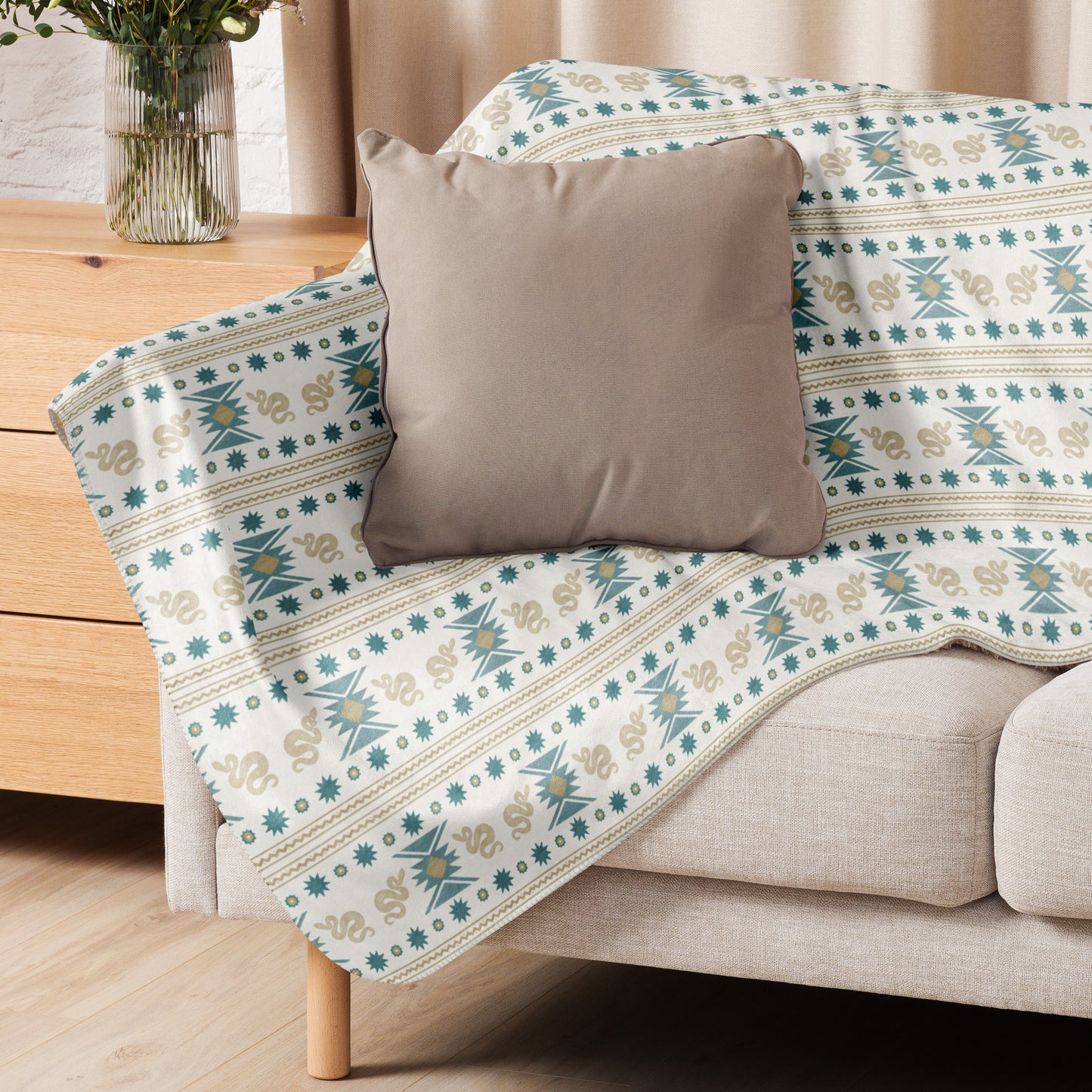 Starlit Mesa Sand Sherpa Blanket | Cozy Plush Throw for Sofa or Bed