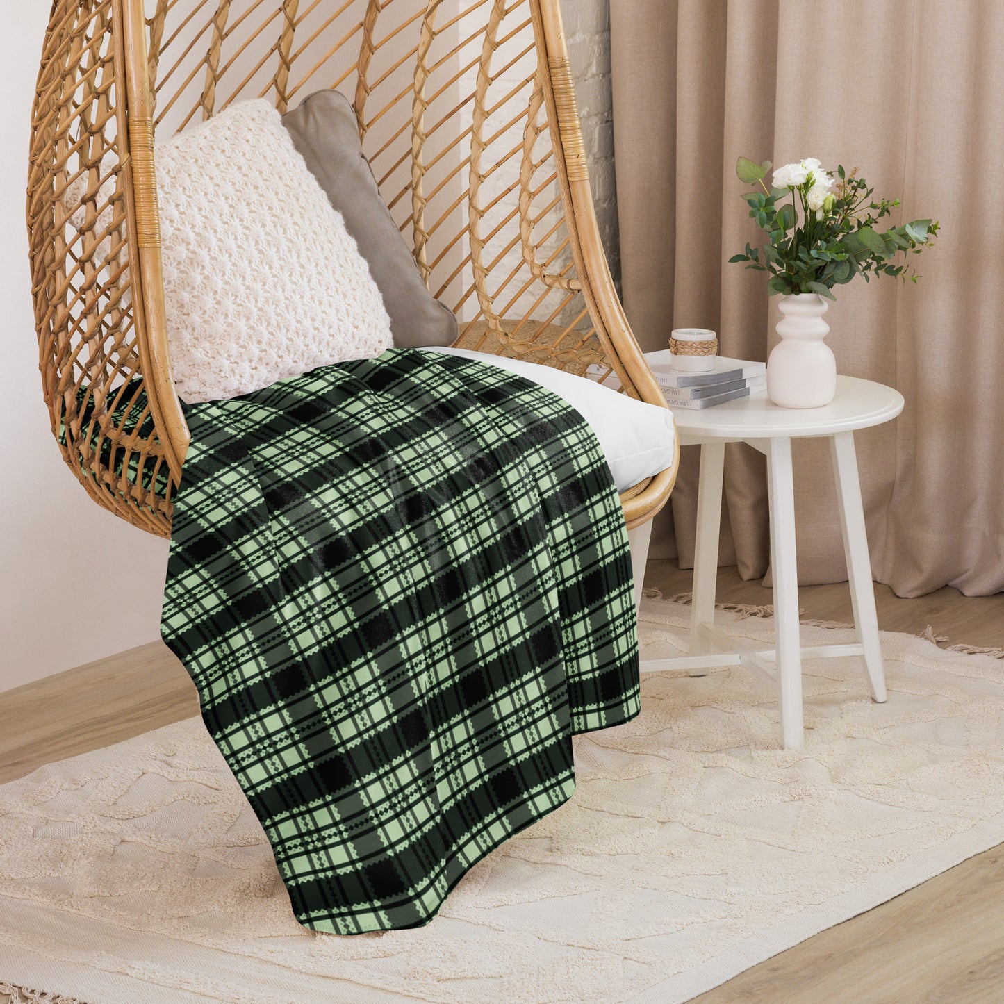Classic Green Plaid Sherpa Blanket – Holiday Tartan Throw | Heritage Christmas Decor, Cozy Winter Cabin Gift