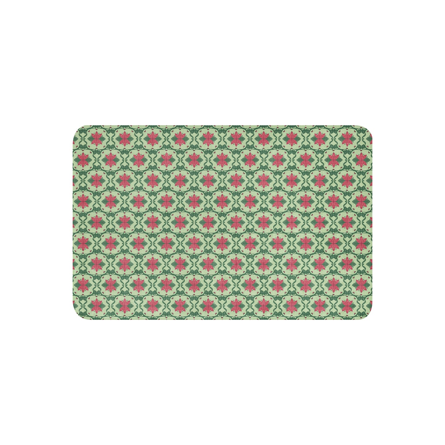 Scandinavian Christmas Poinsettia Sherpa Blanket – Red & Light Green Folk Floral Throw | Cozy Nordic Holiday Decor, Classy Winter Gift