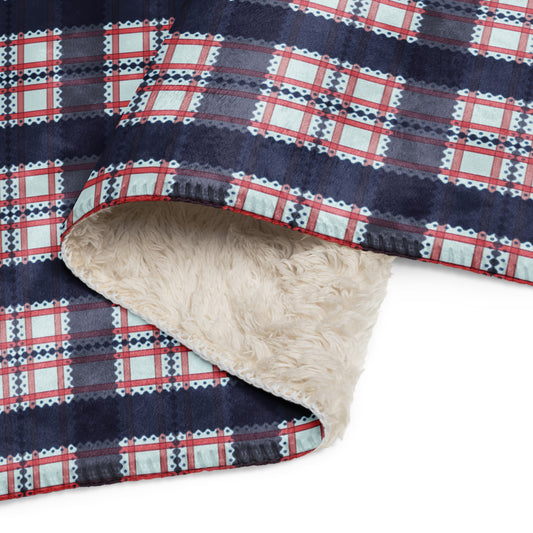 Classic Red and Navy Plaid Sherpa Blanket – Holiday Tartan Throw | Heritage Christmas Decor, Cozy Winter Cabin Gift