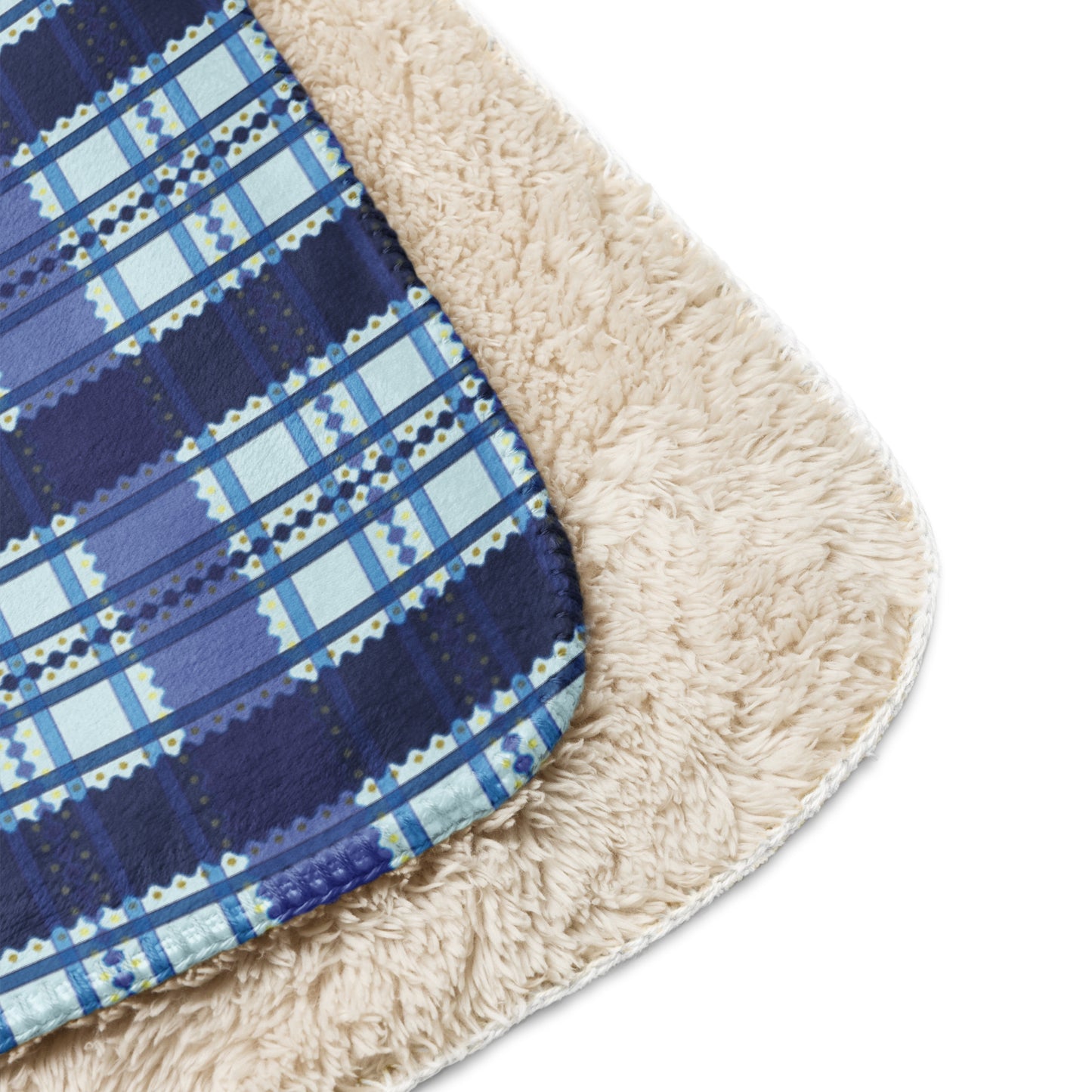 Classic Blue and Gold Plaid Sherpa Blanket – Holiday Tartan Throw | Heritage Christmas Decor, Cozy Winter Cabin Gift