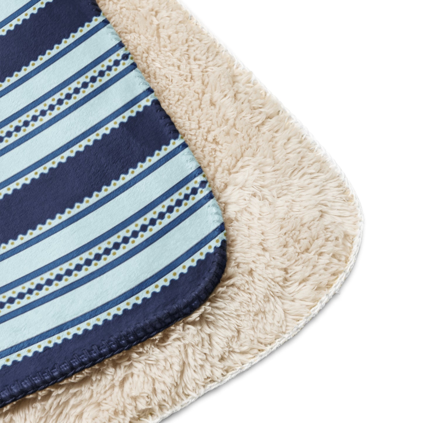 Classic Blue and Gold Striped Sherpa Blanket – Classy Holiday Striped Throw | Heritage Christmas Decor, Cozy Winter Cabin Gift