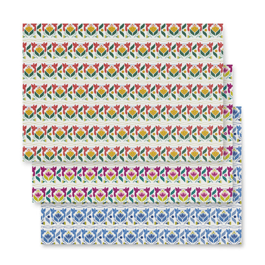 Bird & Bloom Warm Color Palette Matte Gift Wrap | Birthdays, Weddings & Special Occasions | Set of 3
